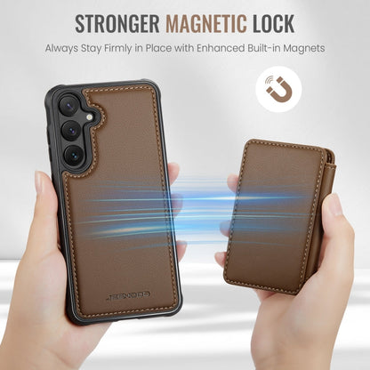 For Samsung Galaxy S24 5G JEEHOOD J05 Business Magnetic Style RFID Leather Phone Case(Brown)