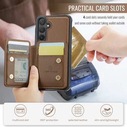 For Samsung Galaxy S24 5G JEEHOOD J05 Business Magnetic Style RFID Leather Phone Case(Brown)