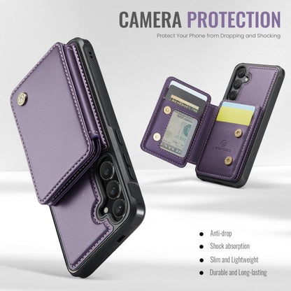 For Samsung Galaxy S24+ 5G JEEHOOD J05 Business Magnetic Style RFID Leather Phone Case(Purple)