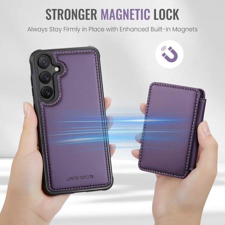 For Samsung Galaxy S24+ 5G JEEHOOD J05 Business Magnetic Style RFID Leather Phone Case(Purple)