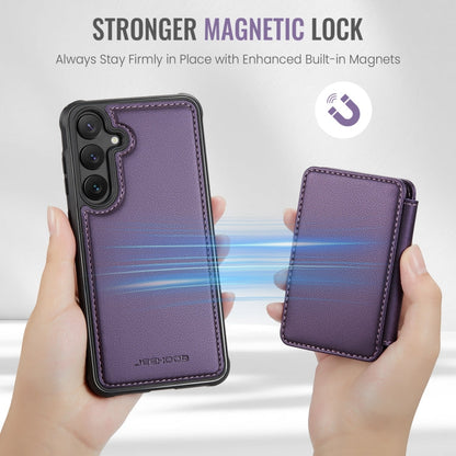 For Samsung Galaxy S24+ 5G JEEHOOD J05 Business Magnetic Style RFID Leather Phone Case(Purple)