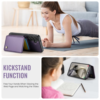 For Samsung Galaxy S24+ 5G JEEHOOD J05 Business Magnetic Style RFID Leather Phone Case(Purple)