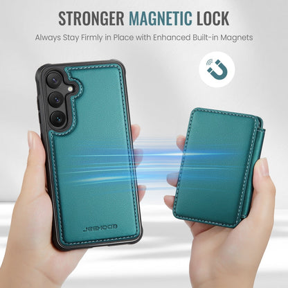 For Samsung Galaxy S24+ 5G JEEHOOD J05 Business Magnetic Style RFID Leather Phone Case(Blue Green)