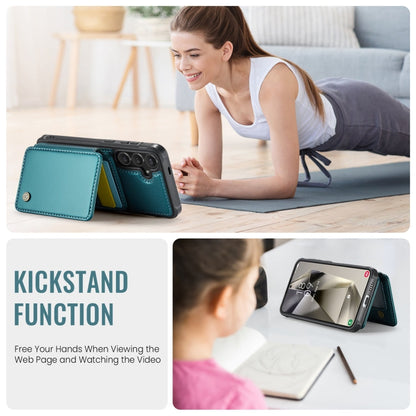 For Samsung Galaxy S24+ 5G JEEHOOD J05 Business Magnetic Style RFID Leather Phone Case(Blue Green)