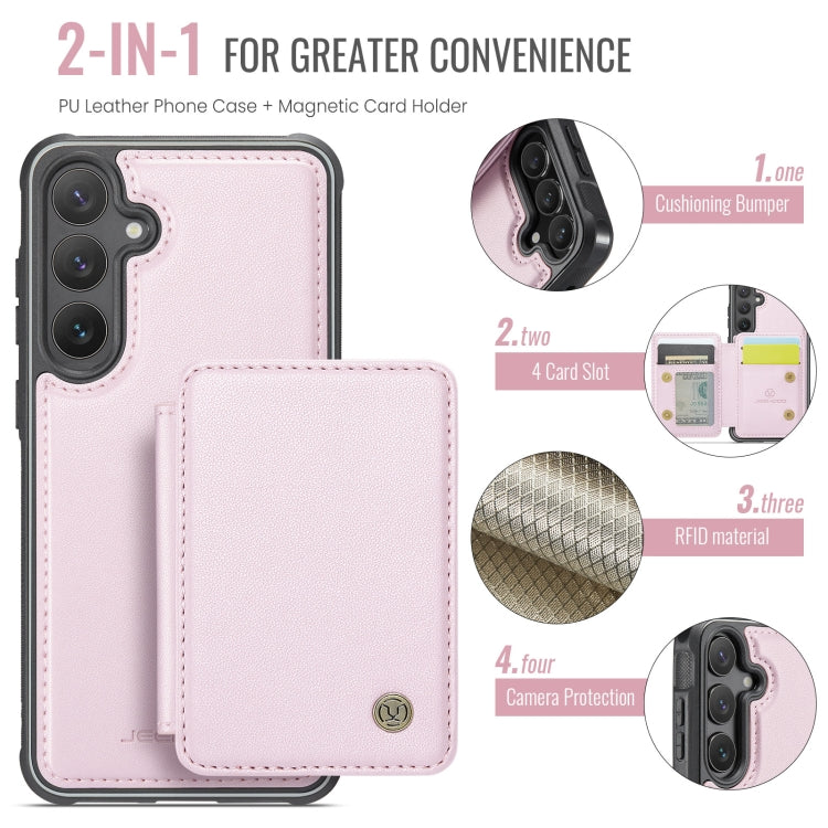 Pour Samsung Galaxy S24+ 5G JEEHOOD J05 Étui de téléphone en cuir RFID de style professionnel magnétique (rose)