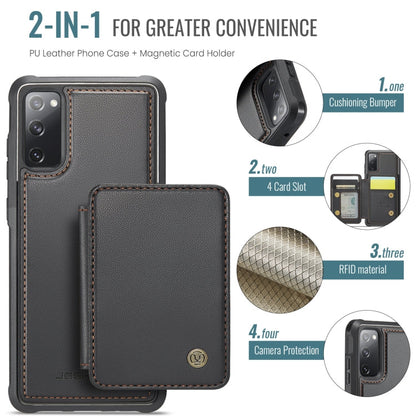 Pour Samsung Galaxy S20 FE JEEHOOD J05 Étui de Téléphone en Cuir RFID Style Affaires Magnétique (Noir)