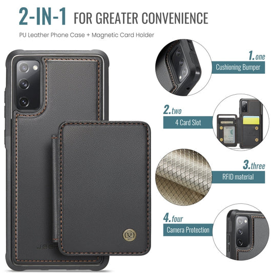 For Samsung Galaxy S20 FE JEEHOOD J05 Business Magnetic Style RFID Leather Phone Case(Black)