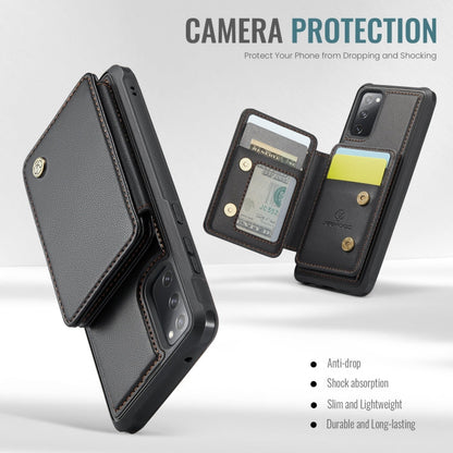 Pour Samsung Galaxy S20 FE JEEHOOD J05 Étui de Téléphone en Cuir RFID Style Affaires Magnétique (Noir)