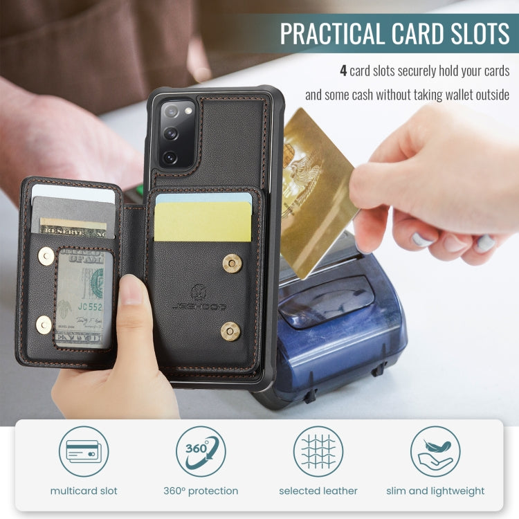Pour Samsung Galaxy S20 FE JEEHOOD J05 Étui de Téléphone en Cuir RFID Style Affaires Magnétique (Noir)
