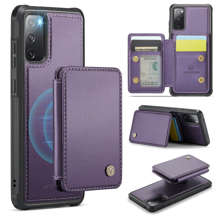 Pour Samsung Galaxy S20 FE JEEHOOD J05 Étui de téléphone en cuir RFID de style professionnel magnétique (violet)