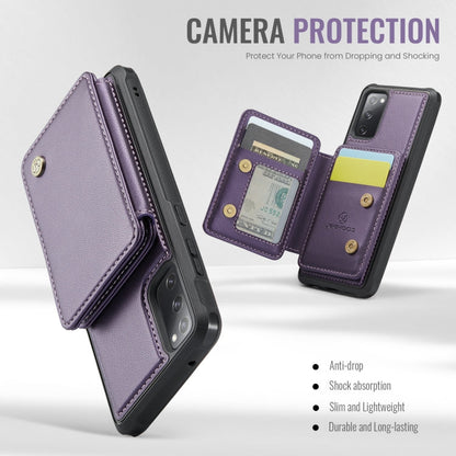 Pour Samsung Galaxy S20 FE JEEHOOD J05 Étui de téléphone en cuir RFID de style professionnel magnétique (violet)