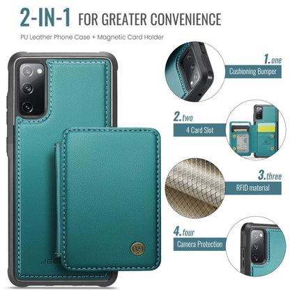 For Samsung Galaxy S20 FE JEEHOOD J05 Business Magnetic Style RFID Leather Phone Case(Blue Green)