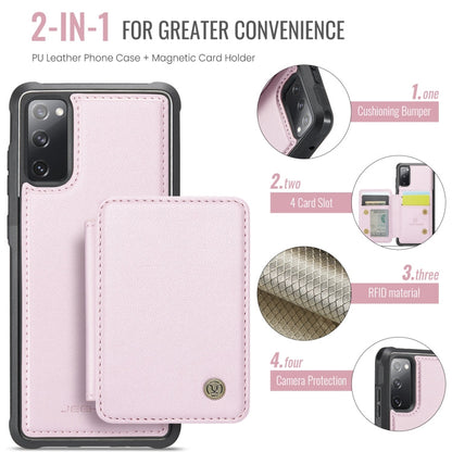 Pour Samsung Galaxy S20 FE JEEHOOD J05 Étui portefeuille en cuir magnétique de style professionnel avec blocage RFID (Rose)