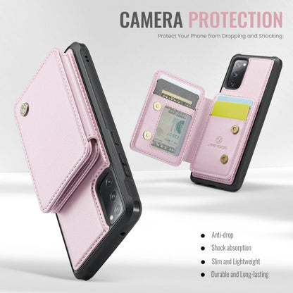 Pour Samsung Galaxy S20 FE JEEHOOD J05 Étui portefeuille en cuir magnétique de style professionnel avec blocage RFID (Rose)