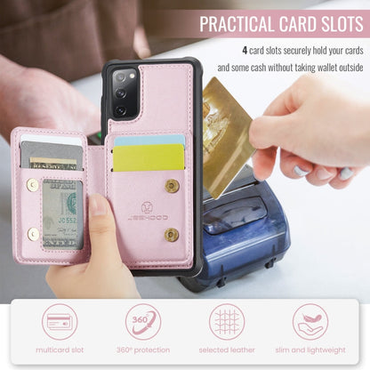 Pour Samsung Galaxy S20 FE JEEHOOD J05 Étui portefeuille en cuir magnétique de style professionnel avec blocage RFID (Rose)