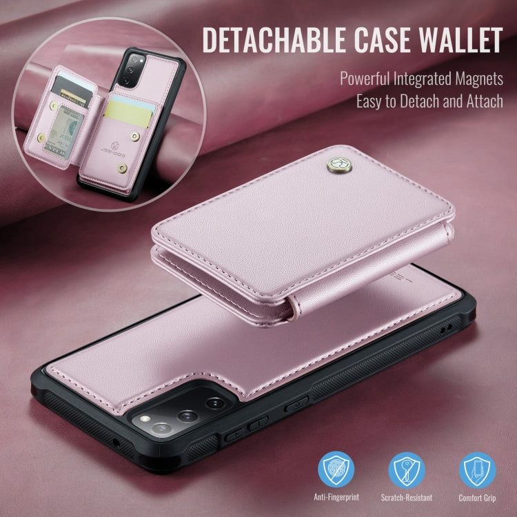 Pour Samsung Galaxy S20 FE JEEHOOD J05 Étui portefeuille en cuir magnétique de style professionnel avec blocage RFID (Rose)