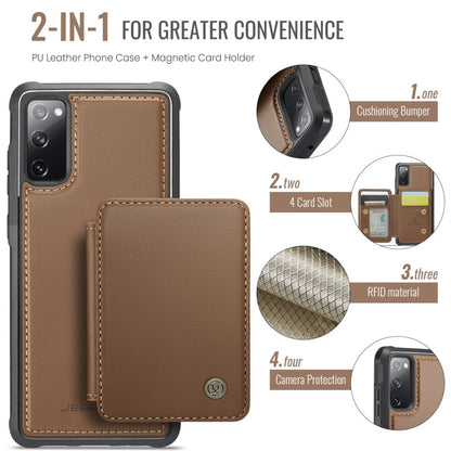 Pour Samsung Galaxy S20 FE JEEHOOD J05 Housse de téléphone en cuir RFID style professionnel magnétique (marron)