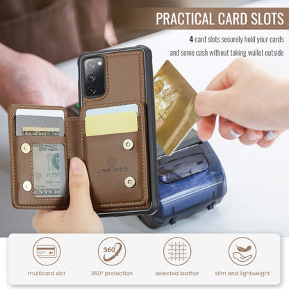 Pour Samsung Galaxy S20 FE JEEHOOD J05 Housse de téléphone en cuir RFID style professionnel magnétique (marron)