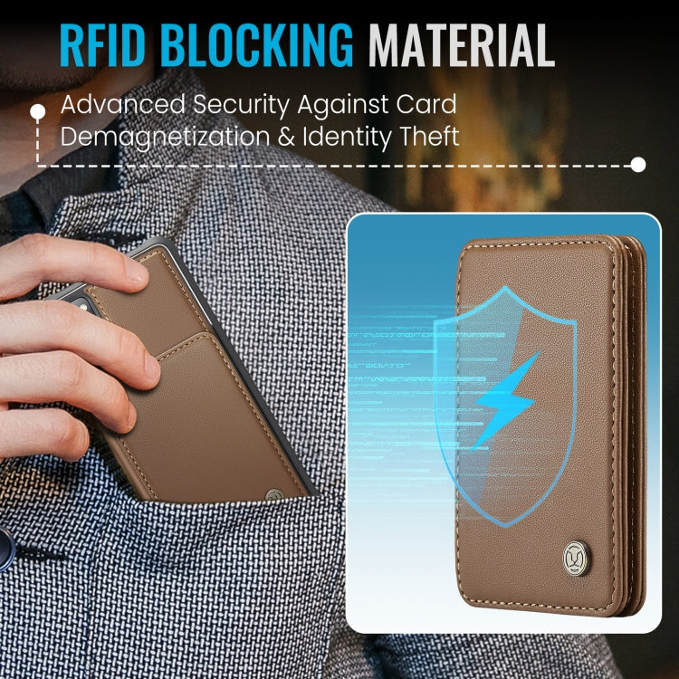 Pour Samsung Galaxy S20 FE JEEHOOD J05 Housse de téléphone en cuir RFID style professionnel magnétique (marron)