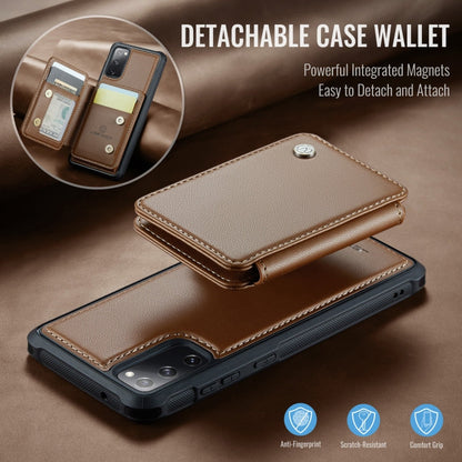 Pour Samsung Galaxy S20 FE JEEHOOD J05 Housse de téléphone en cuir RFID style professionnel magnétique (marron)