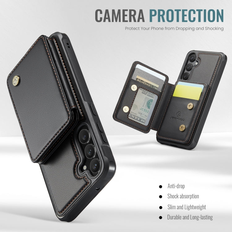 Pour Samsung Galaxy S23 FE 5G JEEHOOD J05 Étui de téléphone en cuir avec blindage RFID, style affaires (noir)