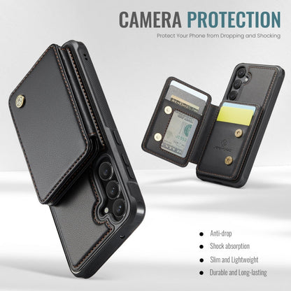 Pour Samsung Galaxy S23 FE 5G JEEHOOD J05 Étui de téléphone en cuir avec blindage RFID, style affaires (noir)