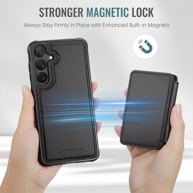 Pour Samsung Galaxy S23 FE 5G JEEHOOD J05 Étui de téléphone en cuir avec blindage RFID, style affaires (noir)