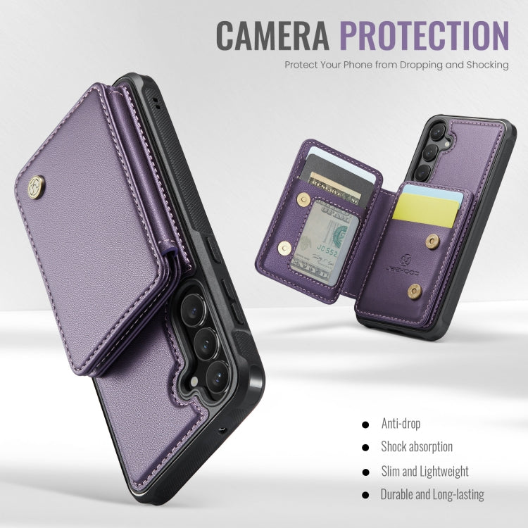 For Samsung Galaxy S23 FE 5G JEEHOOD J05 Business Magnetic Style RFID Leather Phone Case(Purple)