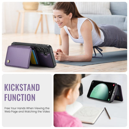 For Samsung Galaxy S23 FE 5G JEEHOOD J05 Business Magnetic Style RFID Leather Phone Case(Purple)