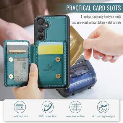 For Samsung Galaxy S23 FE 5G JEEHOOD J05 Business Magnetic Style RFID Leather Phone Case(Blue Green)