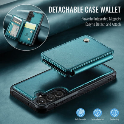 For Samsung Galaxy S23 FE 5G JEEHOOD J05 Business Magnetic Style RFID Leather Phone Case(Blue Green)