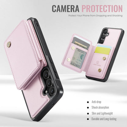 For Samsung Galaxy S23 FE 5G JEEHOOD J05 Business Magnetic Style RFID Leather Phone Case(Pink)