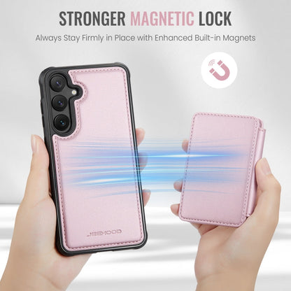 For Samsung Galaxy S23 FE 5G JEEHOOD J05 Business Magnetic Style RFID Leather Phone Case(Pink)