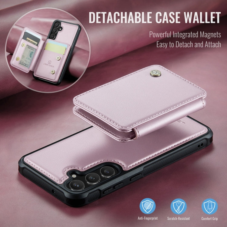 For Samsung Galaxy S23 FE 5G JEEHOOD J05 Business Magnetic Style RFID Leather Phone Case(Pink)