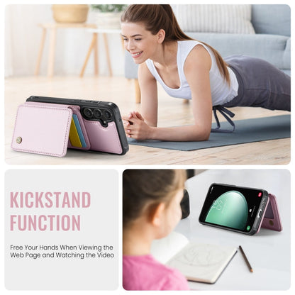 For Samsung Galaxy S23 FE 5G JEEHOOD J05 Business Magnetic Style RFID Leather Phone Case(Pink)