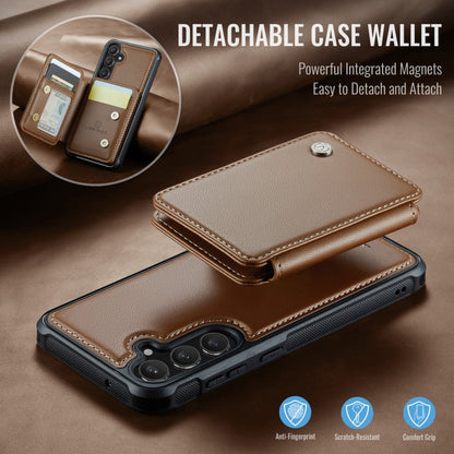 For Samsung Galaxy S23 FE 5G JEEHOOD J05 Business Magnetic Style RFID Leather Phone Case(Brown)