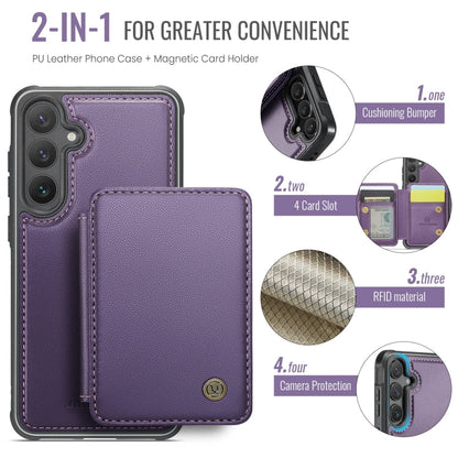 Pour la coque de téléphone en cuir RFID JEEHOOD J05 Business Magnetic Style pour Samsung Galaxy S24 FE 5G (violet)