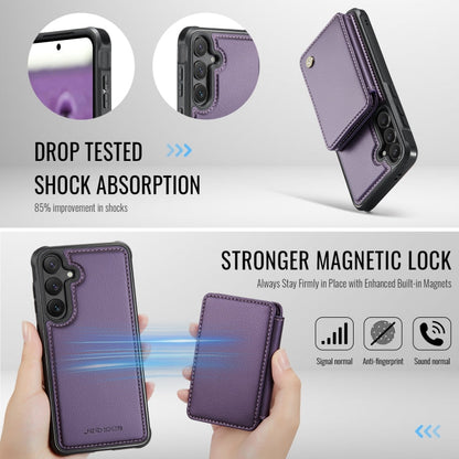 Pour la coque de téléphone en cuir RFID JEEHOOD J05 Business Magnetic Style pour Samsung Galaxy S24 FE 5G (violet)