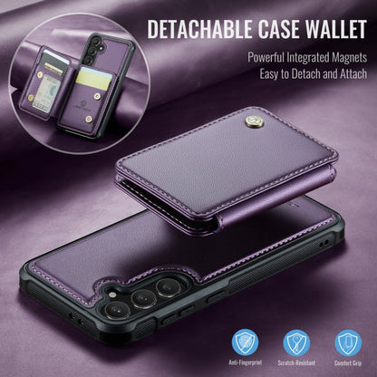 Pour la coque de téléphone en cuir RFID JEEHOOD J05 Business Magnetic Style pour Samsung Galaxy S24 FE 5G (violet)