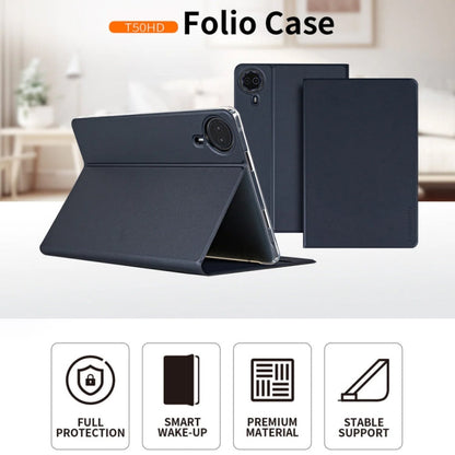For Teclast T50 HD / T50 Max Anti-slip Texture Smart Tablet Leather Folio Case(Dark Blue)