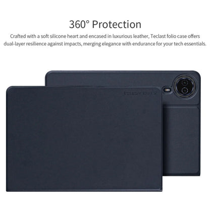 For Teclast T50 HD / T50 Max Anti-slip Texture Smart Tablet Leather Folio Case(Dark Blue)