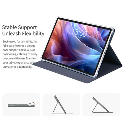 For Teclast T65 Max Anti-slip Texture Smart Tablet Leather Folio Case(Dark Blue)