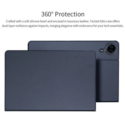 For Teclast T65 Max Anti-slip Texture Smart Tablet Leather Folio Case(Dark Blue)