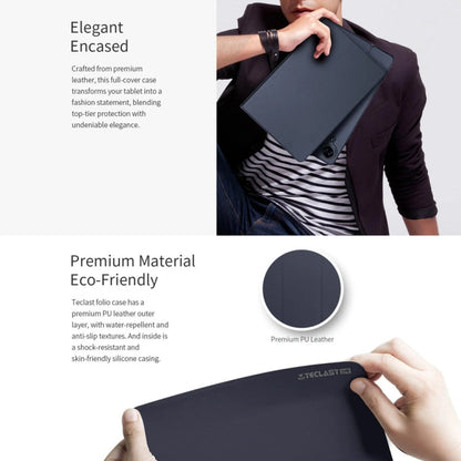 For Teclast T65 Max Anti-slip Texture Smart Tablet Leather Folio Case(Dark Blue)