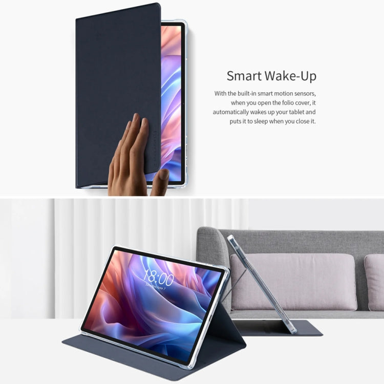 For Teclast T65 Max Anti-slip Texture Smart Tablet Leather Folio Case(Dark Blue)