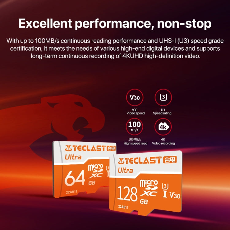 Teclast U3 Carte TF / Carte Micro SD ultra-rapide, Mémoire : 64 Go
