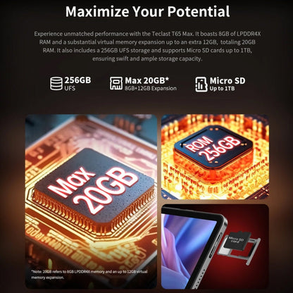 Teclast T65 Max Tablet PC 13 inch, 8GB+256GB,  Android 14 MediaTek Helio G99 Octa Core, 4G LTE Dual SIM