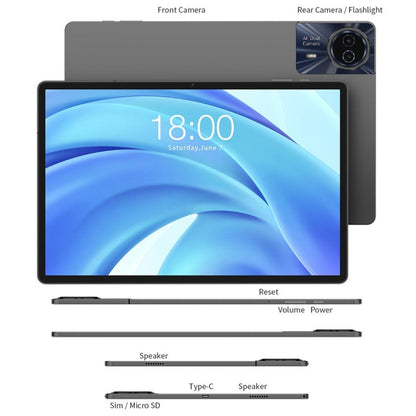 Tablette PC Teclast T50HD 11 pouces, 6 Go + 256 Go, Android 14 Unisoc T606 Octa Core, 4G LTE Double SIM