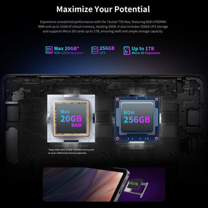 Teclast T50 Max Tablet PC 11 inch, 8GB+256GB,  Android 14 MediaTek Helio G99 Octa Core, 4G LTE Dual SIM