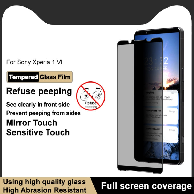 For Sony Xperia 1 VI imak HD Full Screen Privacy Tempered Glass Protective Film